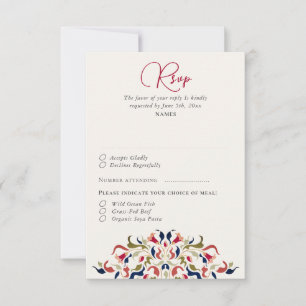 Cartons Réponse Luxe Artistique Botanique Floral Mariage Paisley