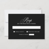 Cartons Réponse Luxe classique | Élégant Mariage noir (Devant)