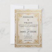 Cartons Réponse Luxe Elegant Mariage Or (Devant)