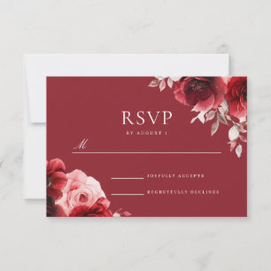 Cartons Réponse Luxe Radiance Ruby Red Roses Bloom Mariage