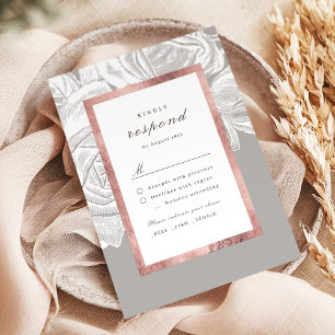 Cartons Réponse Luxe rose or vintage mariage botanique fleuri