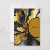 Cartons Réponse luxueux mariage d'agate d'or noir (Dos)