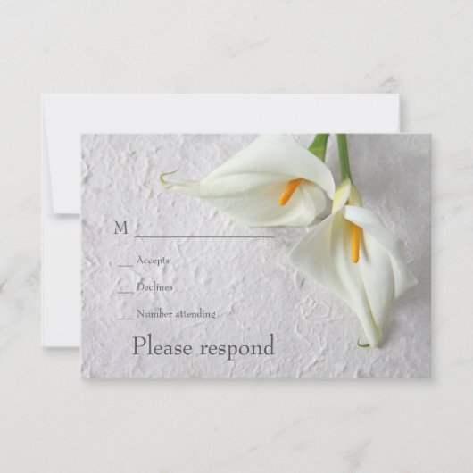 Cartons Réponse Lys calla avec espace pour le texte (Devant)