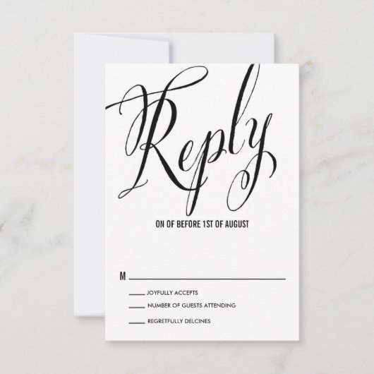 Cartons Réponse M. et Mme. Calligraphie Rustique Mariage (Devant)