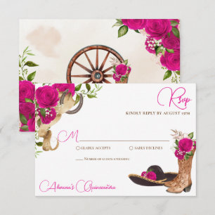 Cartons Réponse Magenta Charro rose chaud Quinceanera occidentale