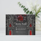 Cartons Réponse Magnifique design mariage gothique foncé. (Debout devant)