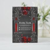 Cartons Réponse Magnifique design mariage gothique foncé. (Debout devant)