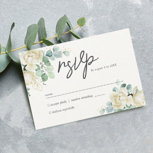 Cartons Réponse Magnolia Eucalyptus Élégant de Mariage