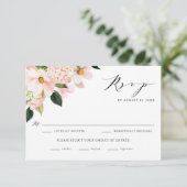 Cartons Réponse Magnolias rose pâle et Mariage d'hydrangées (Debout devant)