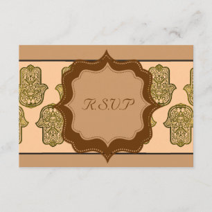 Cartons Réponse Main de henné de Hamsa (or) (Mariage)