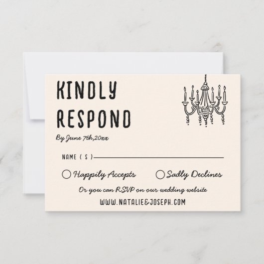 Cartons Réponse Main rétro dessinée Bold Quirky Mariage moderne (Devant)
