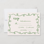 Cartons Réponse Main tirée Vintage Mariage Whimsical vert français (Devant)
