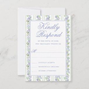 Cartons Réponse Maison Romantique Mariage Cadre Floral Bleu