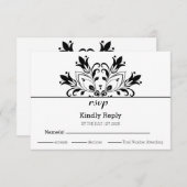 Cartons Réponse Mandala Floral Noir (Devant / Derrière)