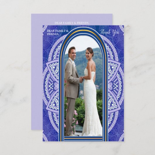 Cartons Réponse Mandalas en néerlandais mixte Blue Thankyou (Devant / Derrière)