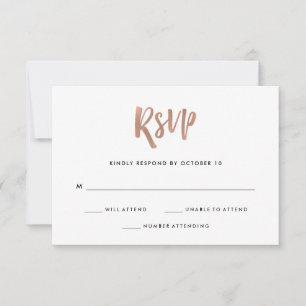 Cartons Réponse manuscrit et moderne Mariage d'or Rose Faux