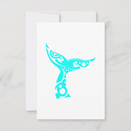 Cartons Réponse Maori Whale Tattoo Tribal Turquoise Idée cadeau (Devant)