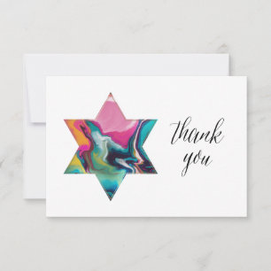 Cartons Réponse Marbré arc-en-ciel juif étoile Bat mitzvah Merci