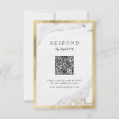 Cartons Réponse Marbre d'or Faux luxe moderne mariage QR code (Devant)