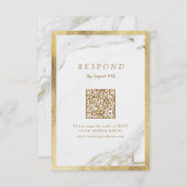 Cartons Réponse Marbre d'or Faux luxe moderne mariage QR code (Devant / Derrière)