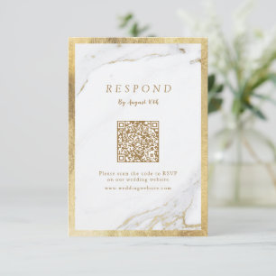 Cartons Réponse Marbre d'or Faux luxe moderne mariage QR code