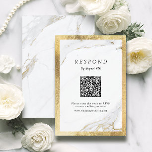 Cartons Réponse Marbre d'or Faux luxe moderne mariage QR code