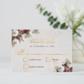 Cartons Réponse Marbre d'or Faux mariage Burgundy Peonies (Debout devant)