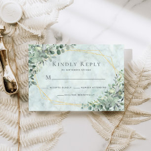 Cartons Réponse Marbre Eucalyptus Verdure Or Mariage géométrique