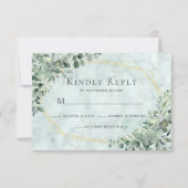 Cartons Réponse Marbre Eucalyptus Verdure Or Mariage géométrique (Devant)