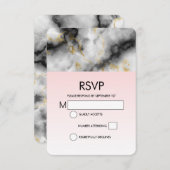 Cartons Réponse Marbre gris blanc moderne avec Mariage de ruban or (Devant / Derrière)