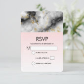 Cartons Réponse Marbre gris blanc moderne avec Mariage de ruban or (Debout devant)