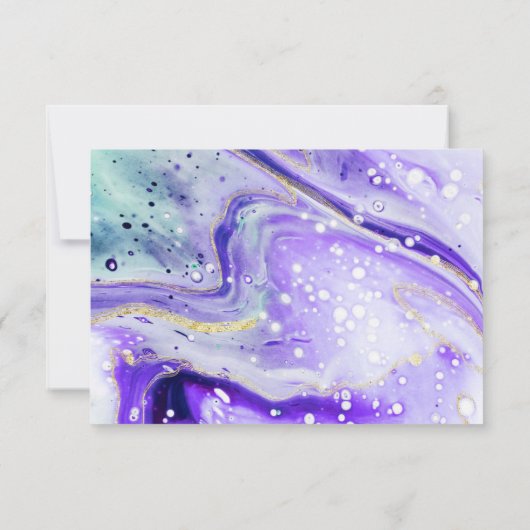 Cartons Réponse Marbre pourpre avec feuille d'or Mariage (Dos)