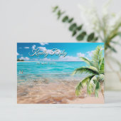 Cartons Réponse Marées Turquoise Tropical Palm Tree Beach Mariage (Debout devant)