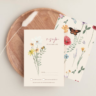 Cartons Réponse Marguerite lunaire Mariage Fleur sauvage Jaune RSV