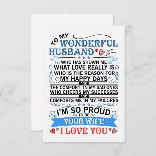 Cartons Réponse Mari À Mon Merveilleux Mari (Devant / Derrière)