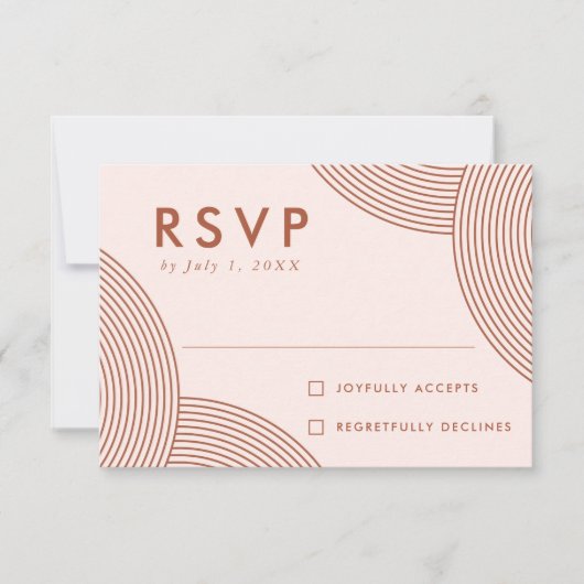 Cartons Réponse Mariage à balayage géométrique en blanc et en terr (Devant)