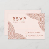 Cartons Réponse Mariage à balayage géométrique en blanc et en terr (Devant / Derrière)