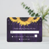Cartons Réponse Mariage à cordes de tournesol violet (Debout devant)