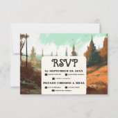 Cartons Réponse Mariage À feuillage persistant Rustic Mountain For (Devant)