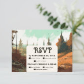 Cartons Réponse Mariage À feuillage persistant Rustic Mountain For (Debout devant)