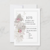 Cartons Réponse Mariage à fleurs blanches (Devant)