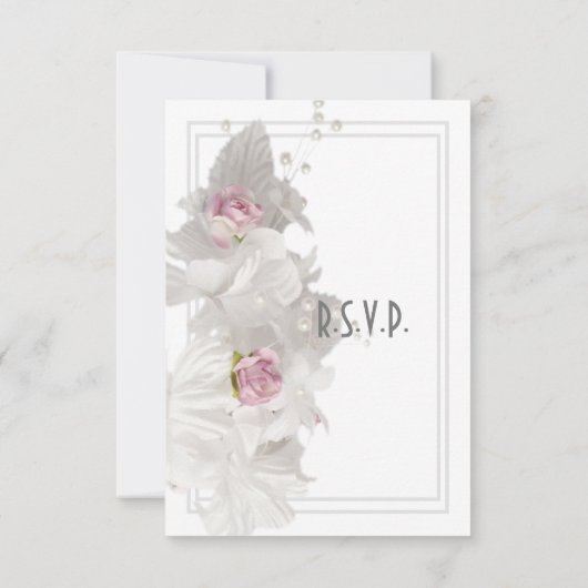 Cartons Réponse Mariage à fleurs blanches (Dos)