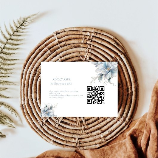 Cartons Réponse Mariage à fleurs de printemps bleu bleu marine Dus