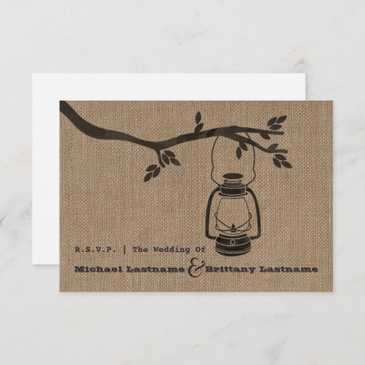 Cartons Réponse Mariage à huile inspirée Burlap R.S.V.P. (Devant / Derrière)