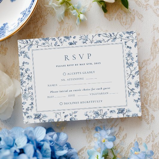 Cartons Réponse Mariage à la chinoiserie bleue