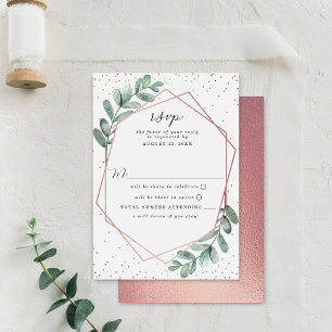 Cartons Réponse Mariage à la feuille d'or géométrique Eucalyptus