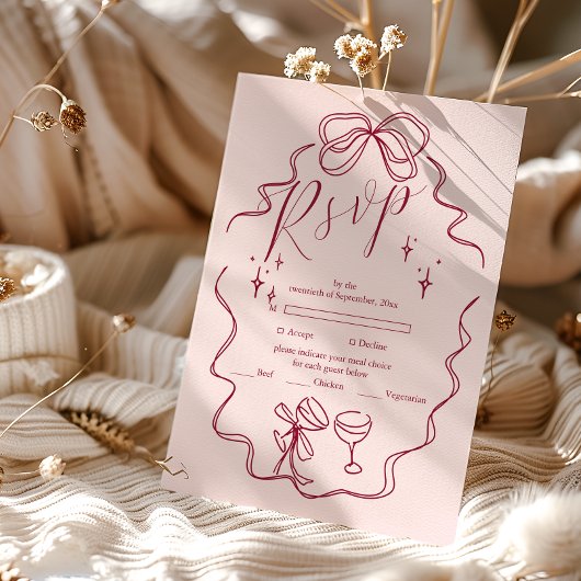 Cartons Réponse Mariage à la main avec un nœud fantaisiste