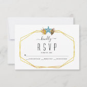 Cartons Réponse Mariage à la plage de polygon et coquillages en fe (Devant)