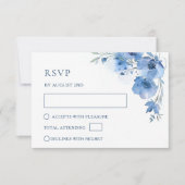 Cartons Réponse Mariage à l'aquarelle bleue (Devant)