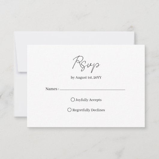 Cartons Réponse Mariage à l'écriture moderne (Devant)
